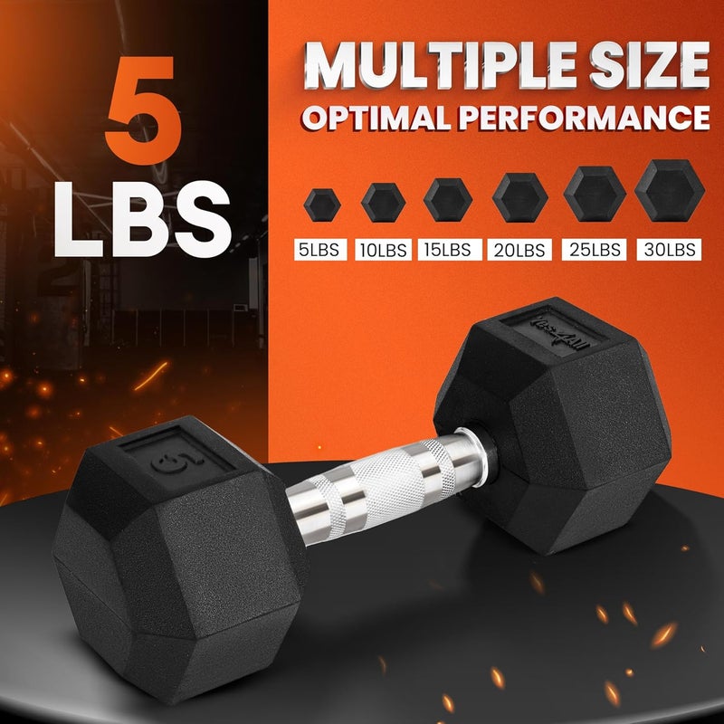 Yes4All Chrome Grip Encased Hex Dumbbells – Hand Weights With Anti-Slip 5-50 LBS Single - Image 3